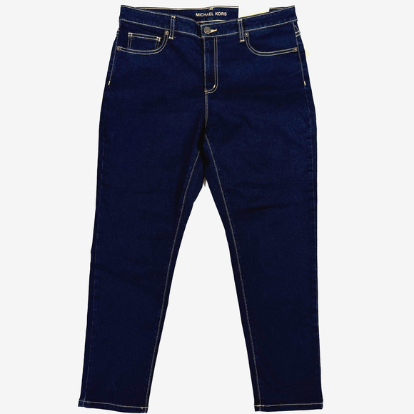 Michael Kors Womens Izzy Skinny Ankle Mid Rise Stretch Dark Rinse Crop Jeans S14 - Picture 2 of 7